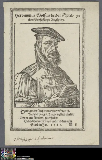 Portrait of Hieronymus Wolf, humanist scholar