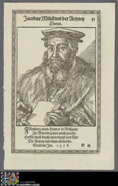 Portrait of Jacob Milich, humanist scholar