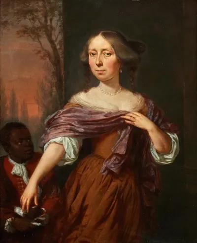 Portrait of Jacomina le Pla (1647-1681), with a servant
