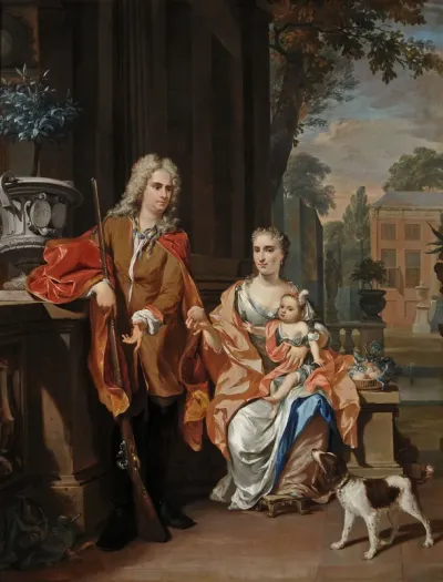 Portrait of Johan Diederik Pompe van Meerdervoort (1697-1749), Johanna Alida Pompe van Meerdervoort (1691-1744) and their daughter Maria Christina Pompe van Meerdervoort (1723-1781)