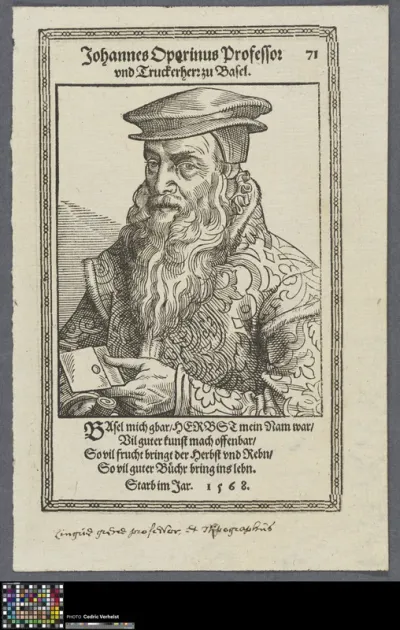 Portrait of Johannes Oporinus, humanist printer
