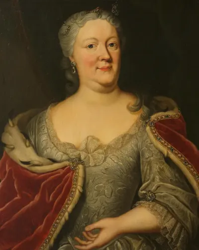 Portrait of Maria Louisa van Hessen-Kassel, called Maaike-Meu. Widow of the Stadtholder of Friesland John Willem Friso, Prince of Orange-Nassau
