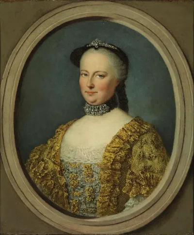 Portrait of Maria Theresa, Empress of Austria, half-length, in a feigned stone oval