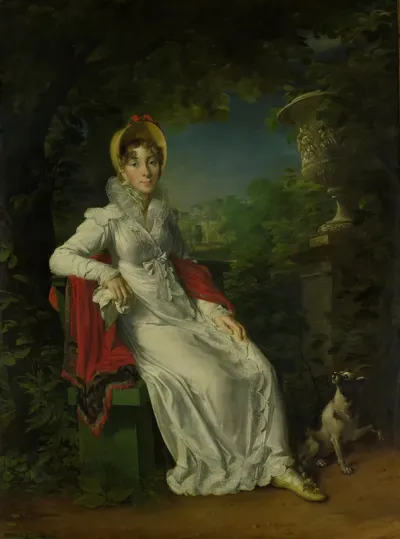 Portrait of Marie Caroline Ferdinande Louise de Naples, Wife of Charles Ferdinand, Duke de Berry, in the Park de Bagatelle in the Bois de Boulogne, Paris