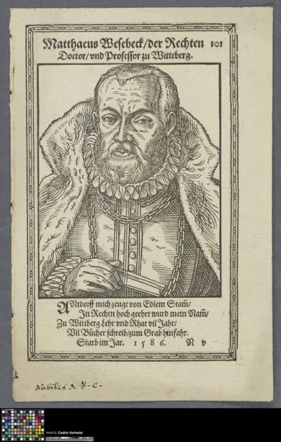 Portrait of Matthew Wesenbeck, humanist scholar