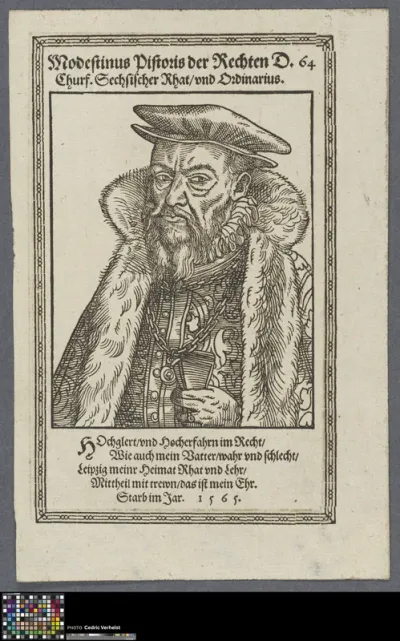 Portrait of Modestinus Pistoris, humanist scholar