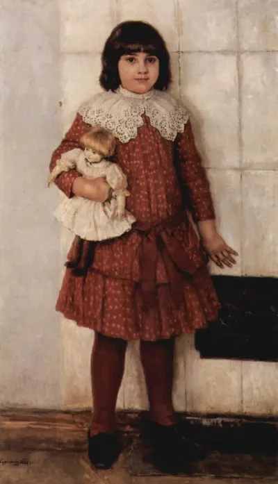 Portrait of Olga Wassiljewna Surikowa, the artist's daughter (Girl with Doll)