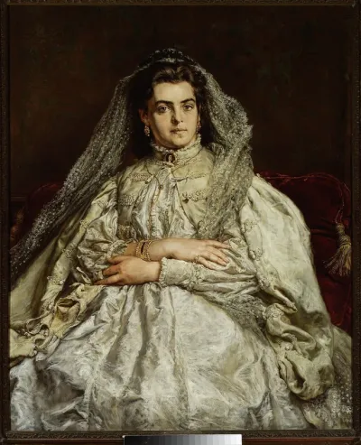 Portrait of Teodora Matejko née Giebułtowska in wedding dress.