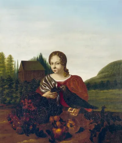 Portrait of the artist in a landscape
