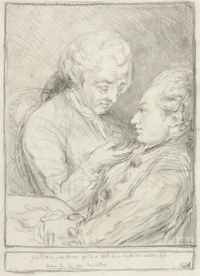 Portrait of the Artist with His Younger Brother, Augustin Saint-Aubin