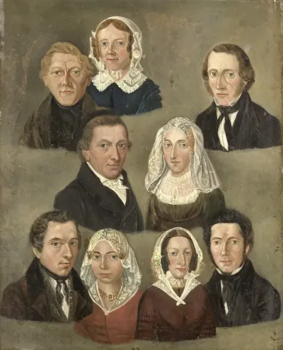 Portrait of the Artist's Parents, Douwe Martens Teenstra and Barber Hindriks Siccama with Members of the Family
