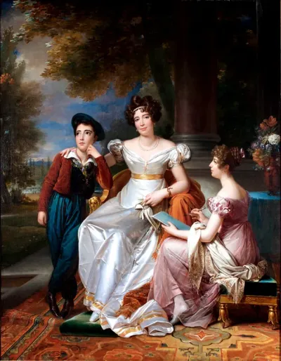 Portrait of the comtesse du Cayla and her two children