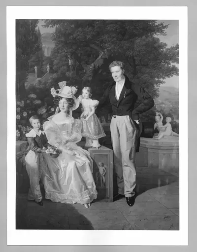 Portrait of the family Geymüller in a park