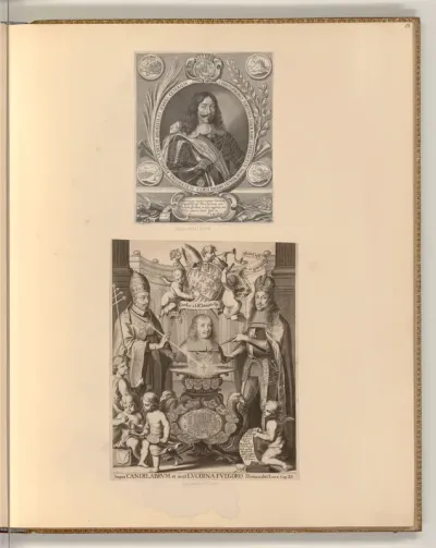 Porträt Christoph Martin Freiherr von Degenfeld; Die Büste von Carl von Liechtenstein, umgeben von Leopold I. und einem Papst