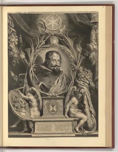 Porträt Gaspar de Guzmán in allegorischem Rahmen