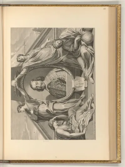 Porträt Jules Mazarin in allegorischem Rahmen