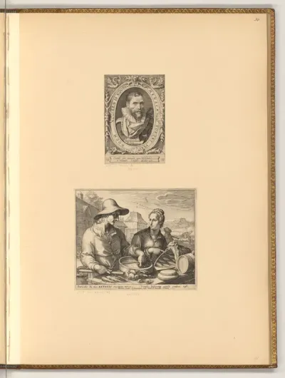 Porträt Karel van Mander; Bauern auf einem Markt