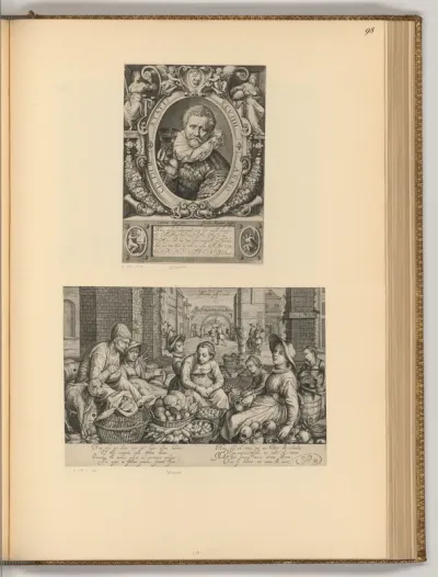 Porträt Vincent Jacobsz. Coster; Küchen- und Marktszenen mit biblischen Darstellungen (Allegorie)