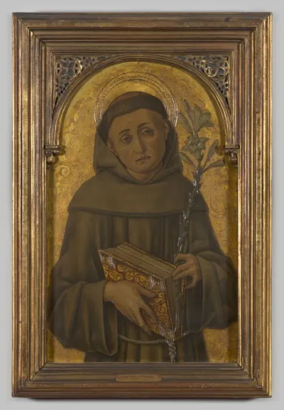Portret "de heilige Antonius van Padua" tempera en olie op hout door Vittore Crivelli, 1479- ca. 1484, Marche