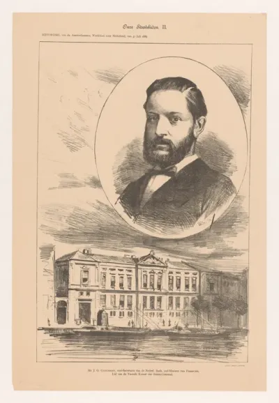Portret Johan Georg Gleichman en De Nederlandsche Bank te Amsterdam