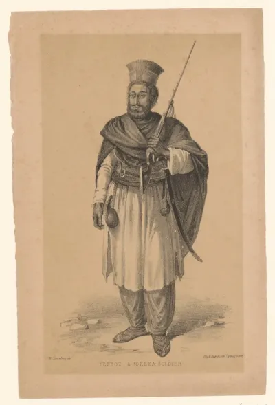 Portret van A Jokeea Soldier Peeroz