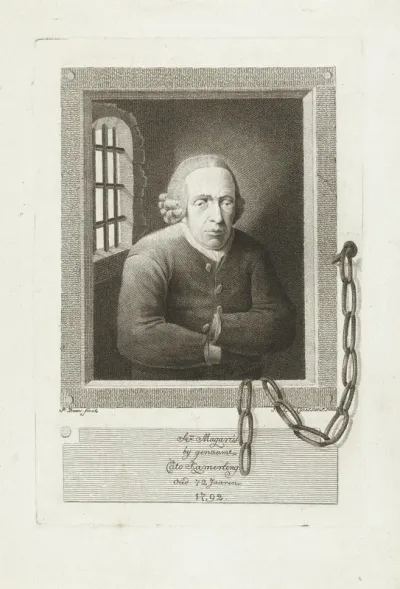 Portret van Abraham Magarius bijgenaamd Cato Kamerling op 72-jarige leeftijd