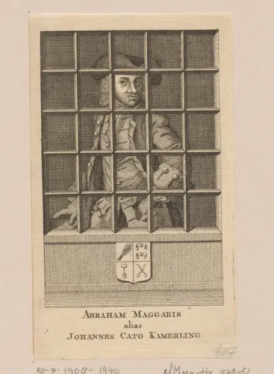 Portret van Abraham Maggaris in zijn cel