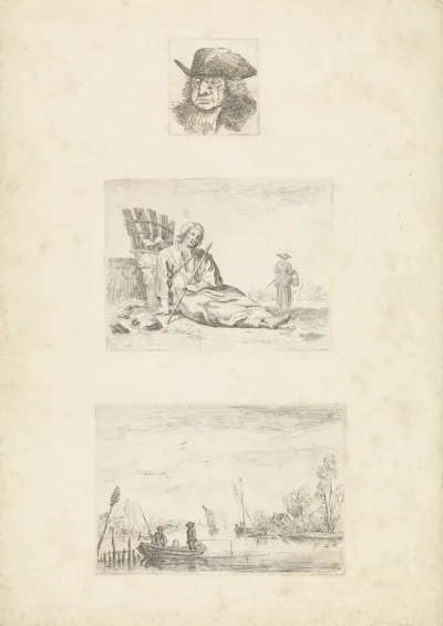 Portret van Abraham van Wielen / Landschap met herder / Rivierlandschap