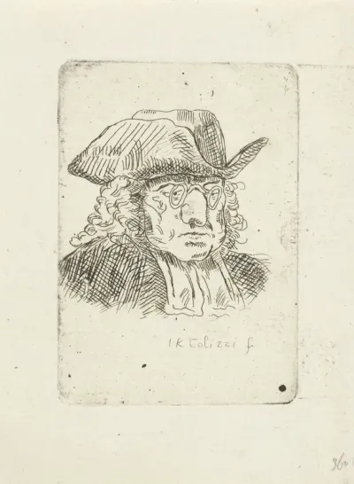Portret van Abraham van Wielen met hoed en bril