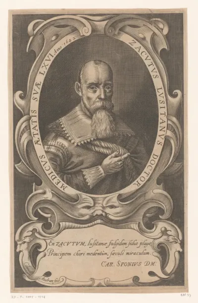 Portret van Abraham Zacutus Lusitanus op 66-jarige leeftijd