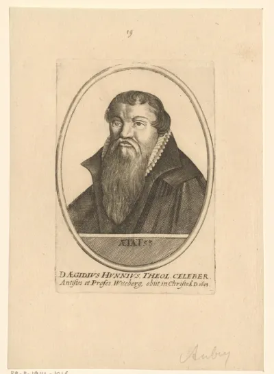 Portret van Aegidius Hunnius, op 53-jarige leeftijd