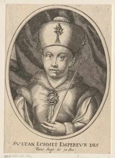 Portret van Ahmed I, II of IV, sultan van het Ottomaanse Rijk, op 10-jarige leeftijd