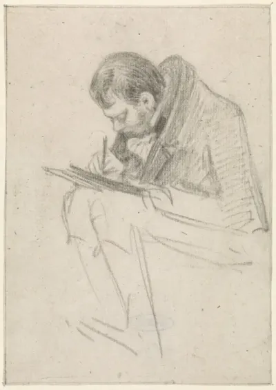 Portret van Albertus Brondgeest al tekenend