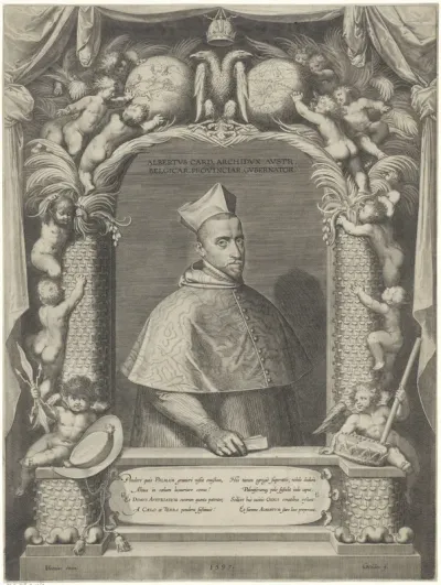 Portret van Albrecht, aartshertog van Oostenrijk, in kardinaals gewaad