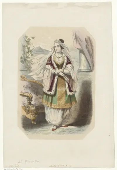 Portret van Amalia van Oldenburg, koningin van Griekenland