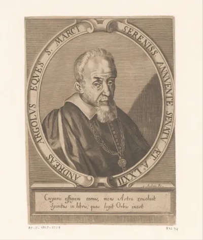 Portret van Andrea Argoli op 72-jarige leeftijd