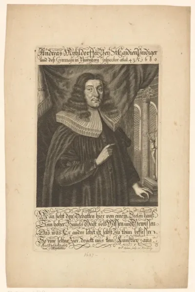Portret van Andreas Myhldorf op 43-jarige leeftijd