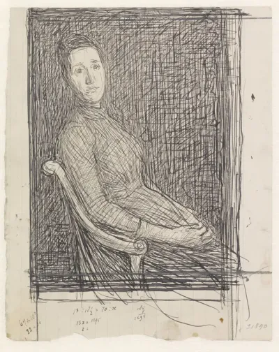 Portret van Anna Dorothea Veth-Dirks, zittend naar rechts