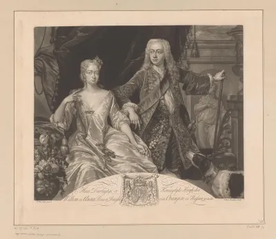 Portret van Anna van Hannover en Willem IV, stadhouder en prins van Oranje-Nassau