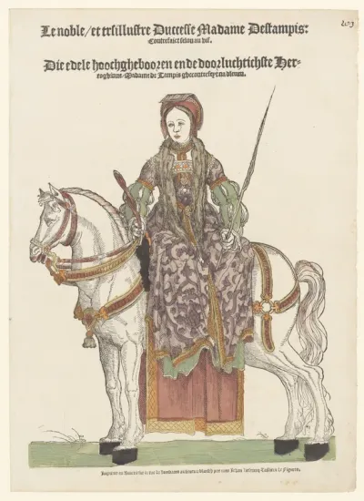 Portret van Anne de Pisseleu te paard