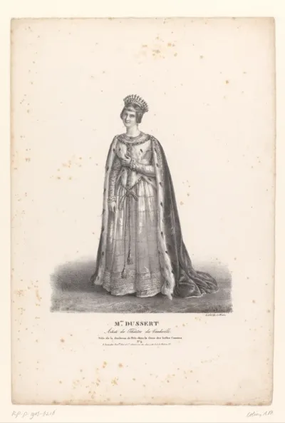 Portret van Anne Dussert als Duchesse de Mets in de vaudeville La Dame des Belles Cousines