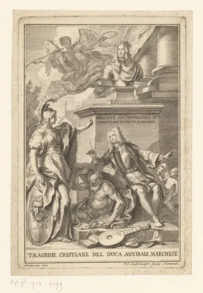 Portret van Annibale Marchese met allegorie