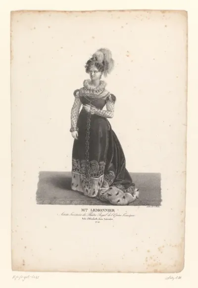 Portret van Antoinette Lemonnier als Elisabeth in de opera Leicester