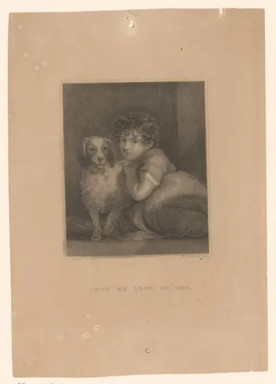 Portret van Arabella Jane Sullivan als kind met haar hond