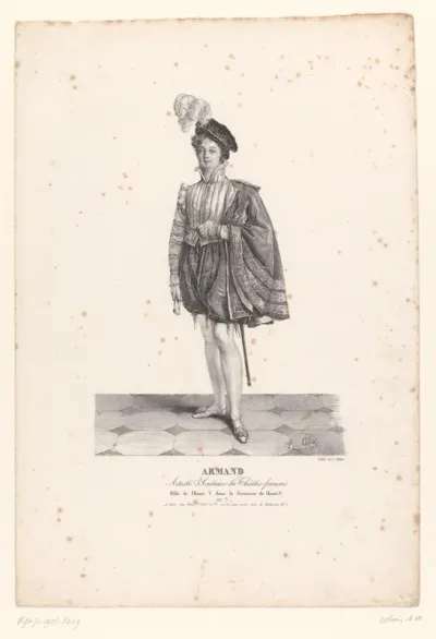 Portret van Armand Benoît Roussel als Henri V in de komedie La Jeunesse de Henri V