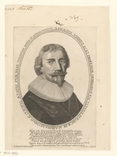 Portret van Arnoldus Vinnius op 49-jarige leeftijd