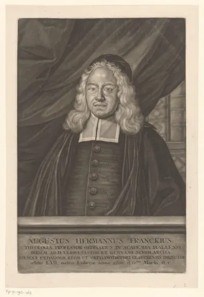 Portret van August Hermann Francke op 62-jarige leeftijd