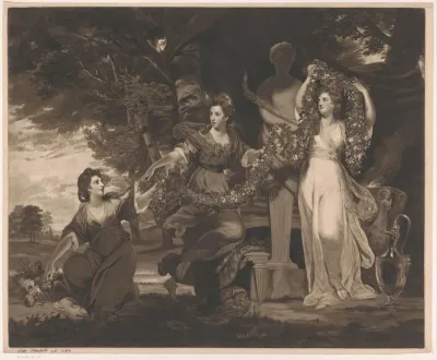Portret van Barbara Beresford, Elizabeth Gardiner en Anne Townshend als de drie gratiën