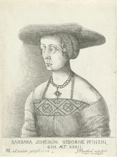 Portret van Barbara Schedlin op 32-jarige leeftijd