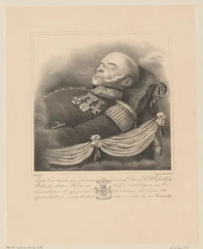 Portret van baron Bernardus Johannes Cornelis Dibbets op zijn sterfbed